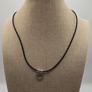 Silver Rhinestone Heart Pendant With Pvc Necklace